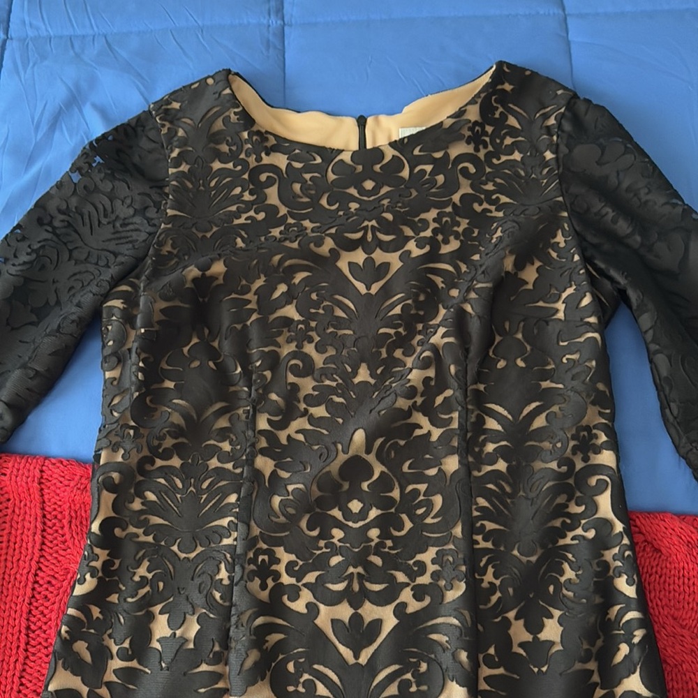 NWOT Joseph Ribkoff Black Lace with Nude lining Balloon Sleeves Sz 12! - Picture 3 of 11